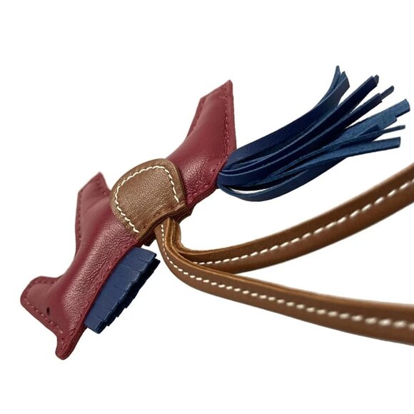 Auth HERMES Rodeo Charm PM Bluedemalte Ruby Fauve Agneau Milo A Bag Charm - Picture 4 of 6